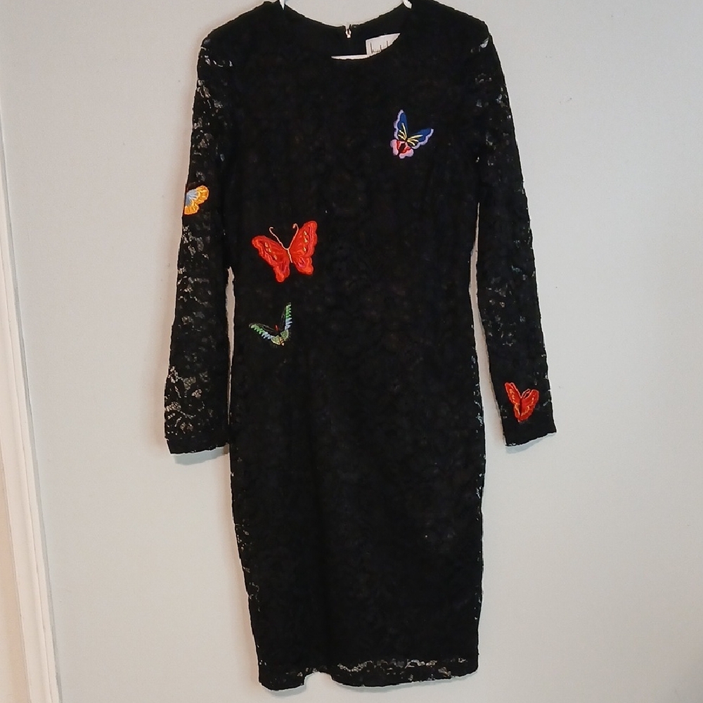 Nicole Miller Elegant Black Midi Dress